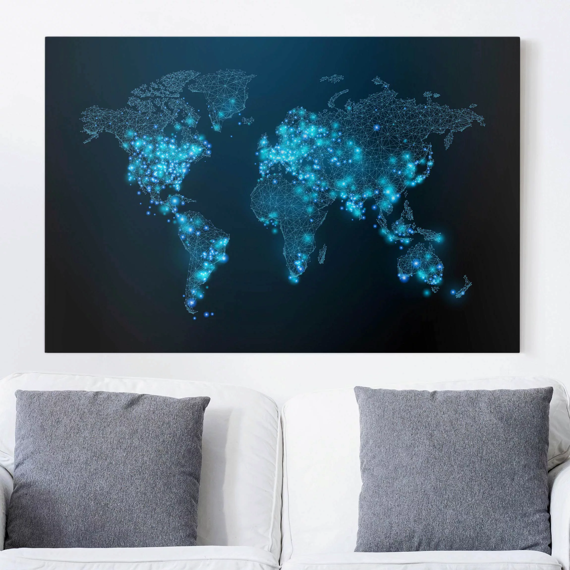 Leinwandbild Weltkarte - Querformat Connected World Weltkarte günstig online kaufen