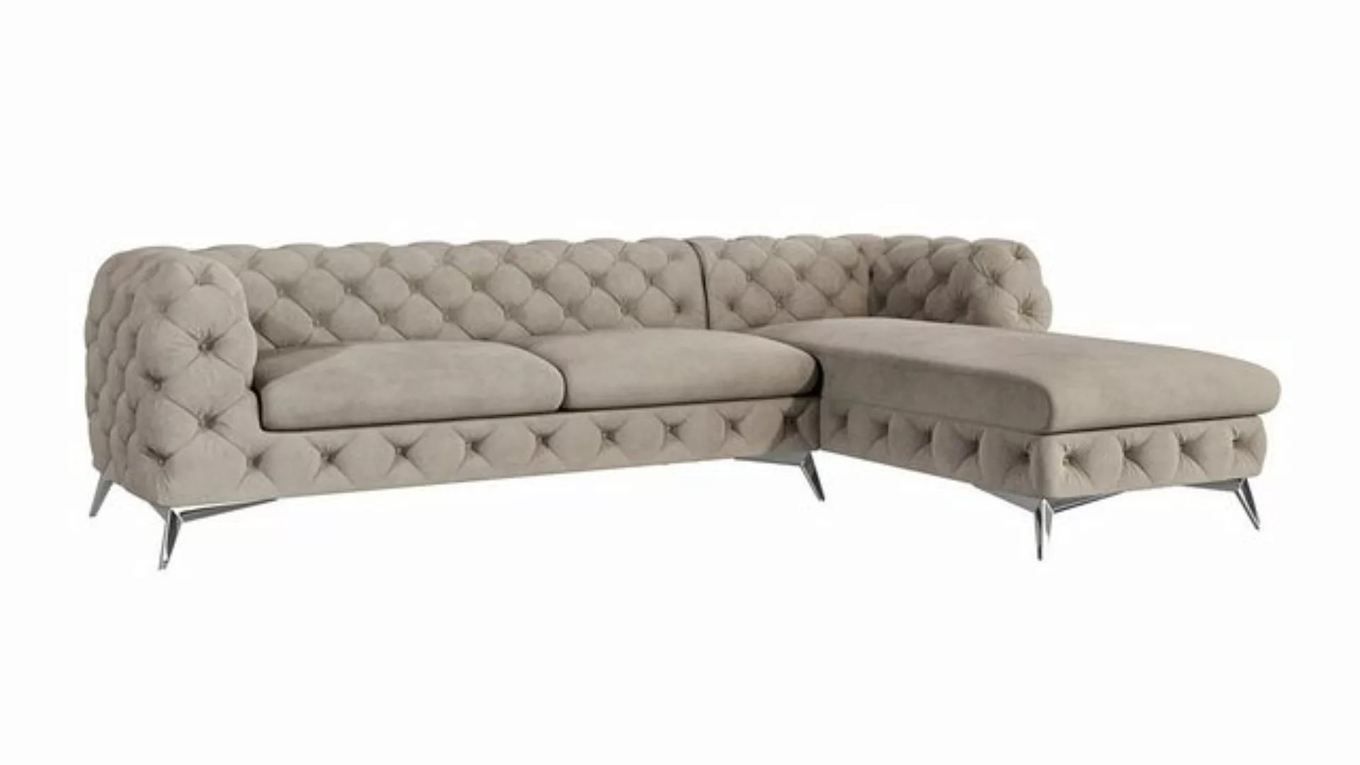 S-Style Möbel Ecksofa Chesterfield mit Ottomane Kalina mit Silber Metall Fü günstig online kaufen