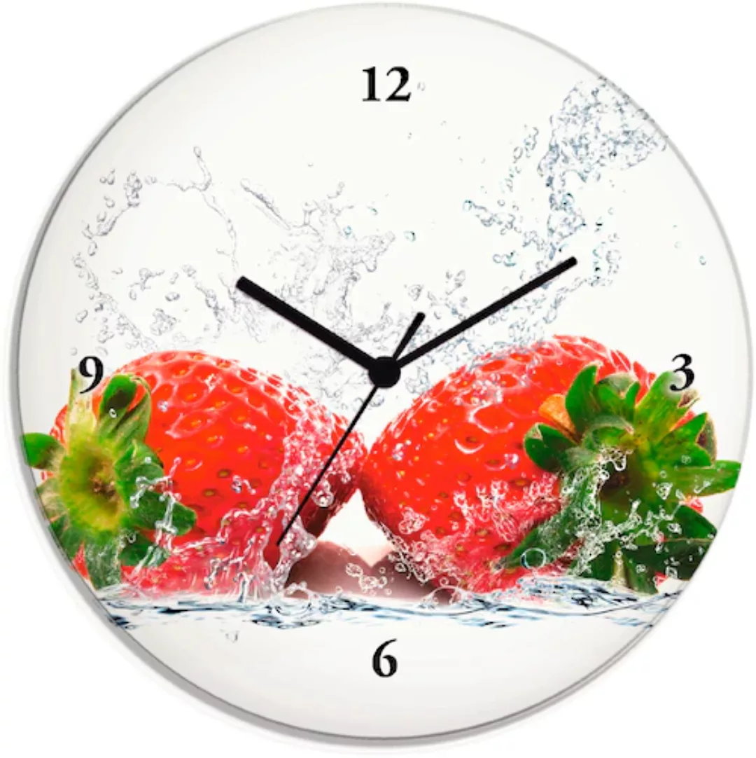 Artland Wanduhr "Erdbeeren mit Spritzwasser", wahlweise mit Quarz- oder Fun günstig online kaufen