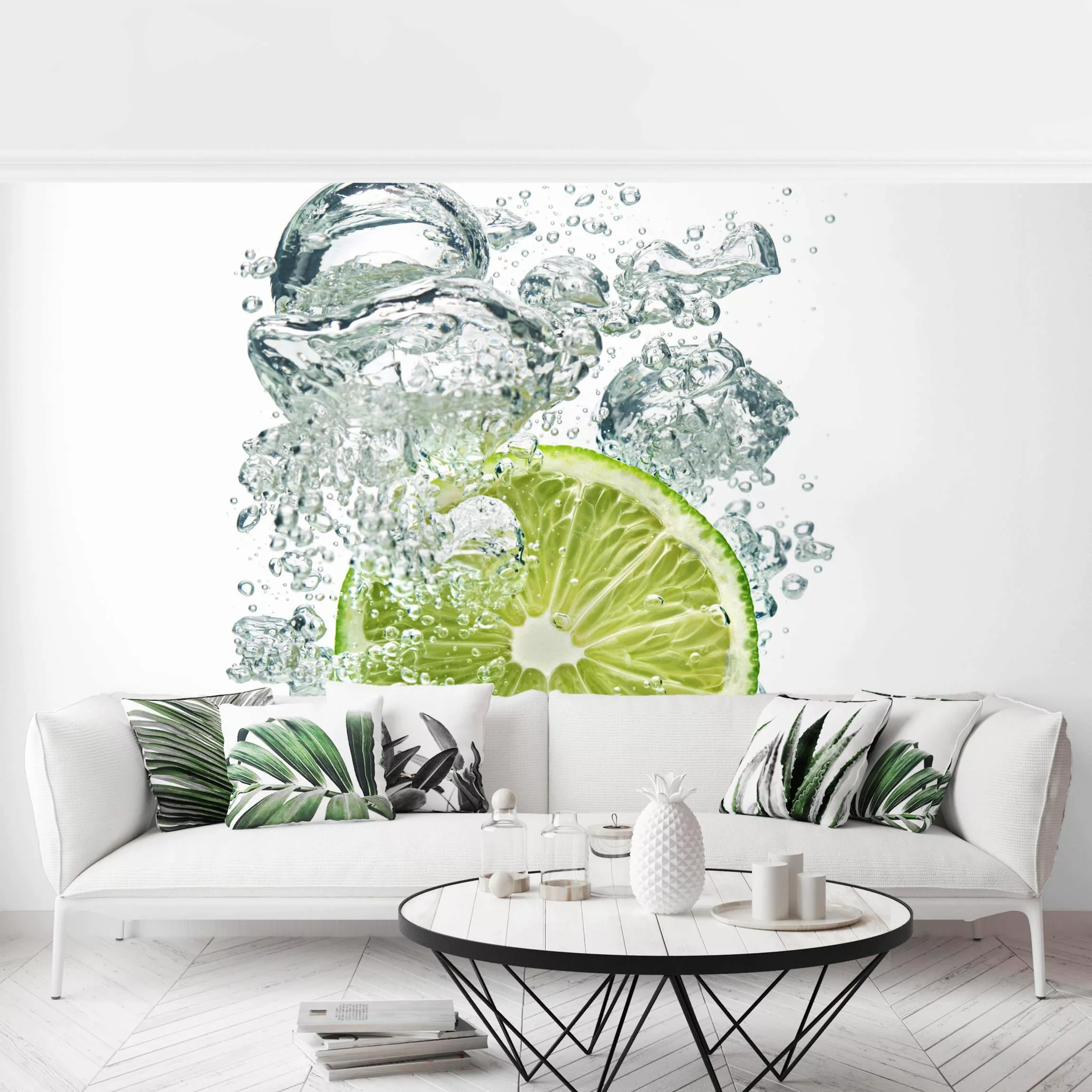Bilderwelten Küchentapete Lime Bubbles weiß Gr. 192 x 192 günstig online kaufen