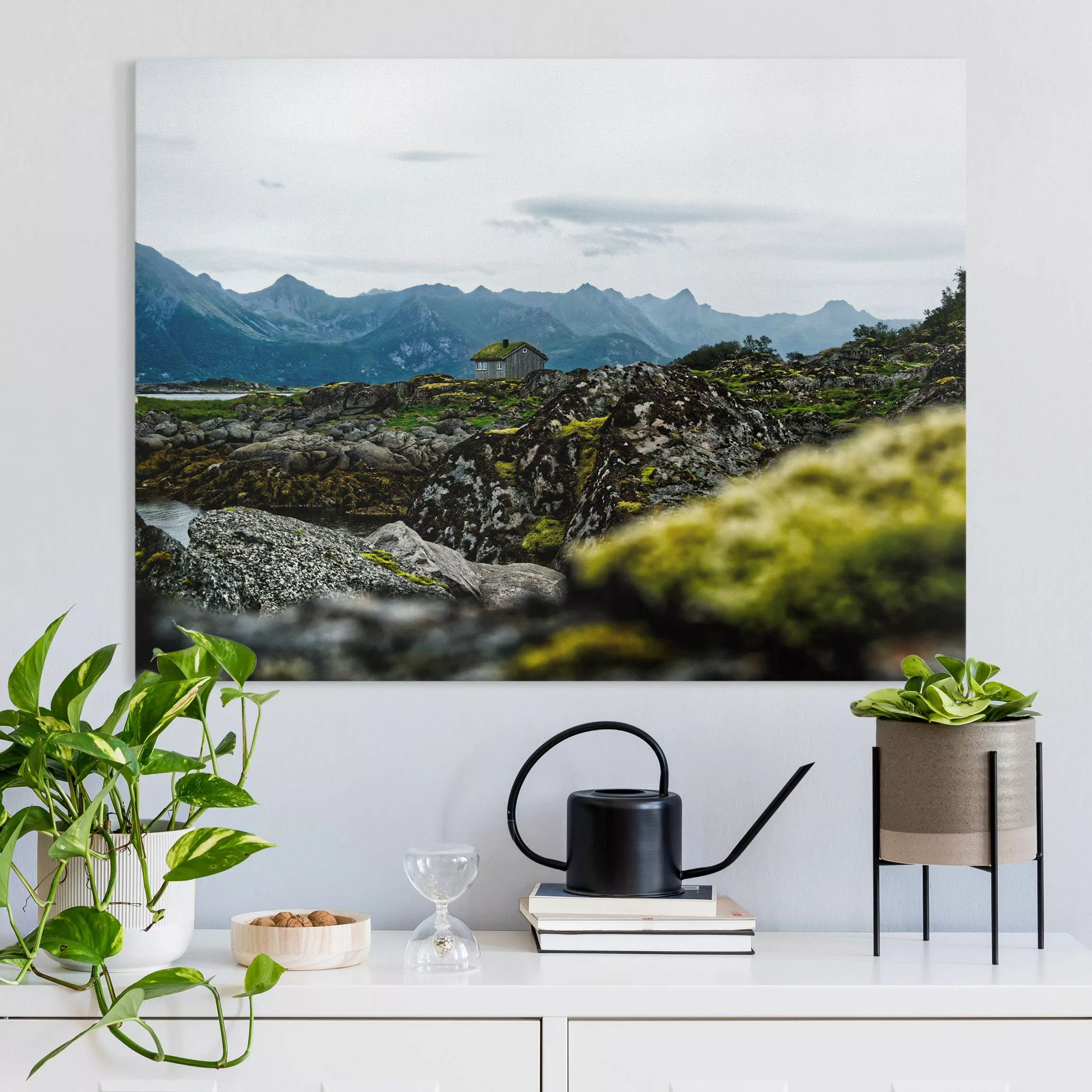 Leinwandbild Einsame Hütte in Norwegen günstig online kaufen