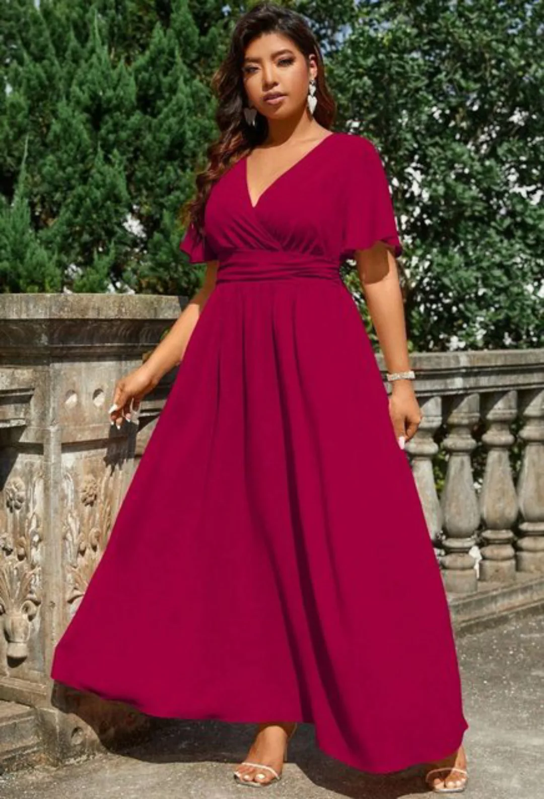 LOVGCCN Strandkleid Plus Size Damen V-Ausschnitt Kleid Sommer (Lässiger Res günstig online kaufen