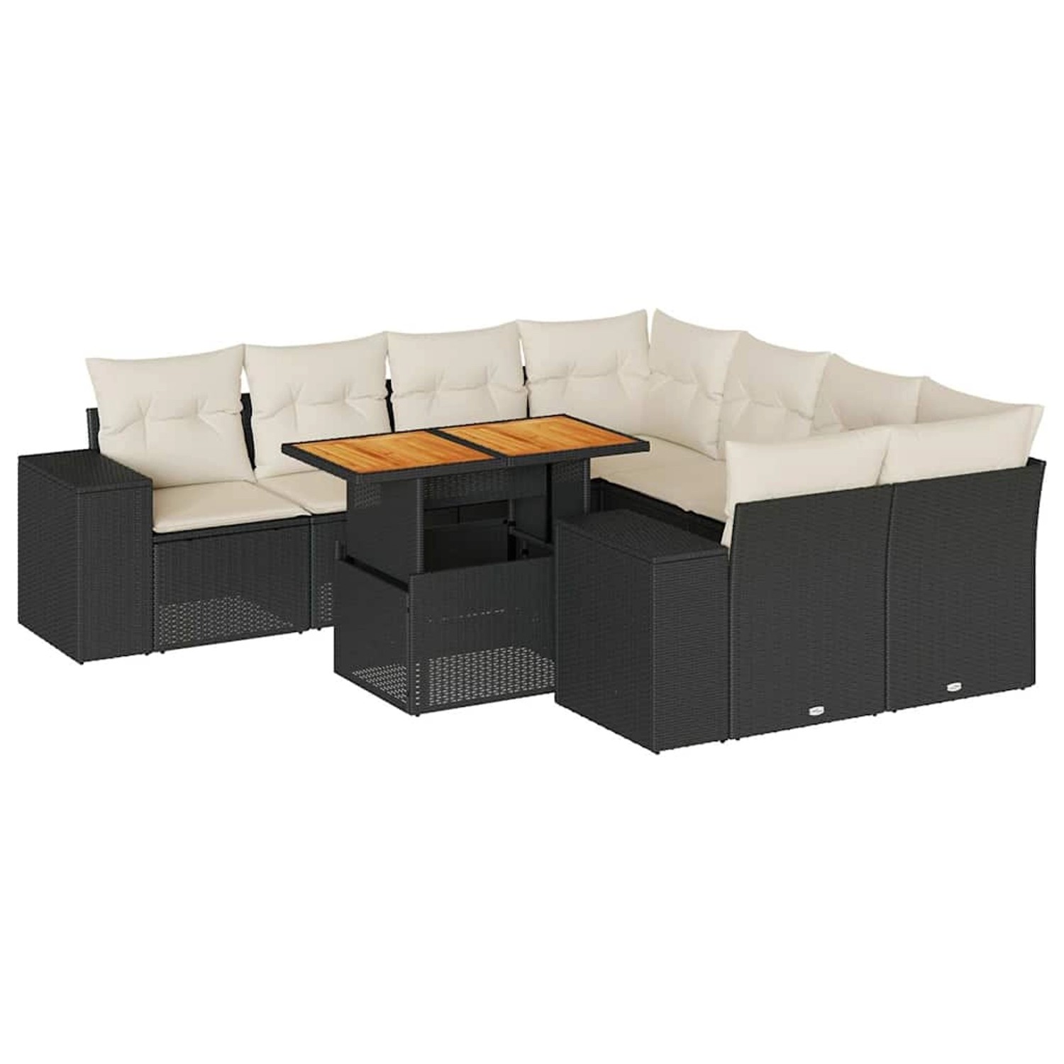 vidaXL 9-Tlg Garten-Sofagarnitur mit Kissen Schwarz Poly Rattan 3327353 günstig online kaufen