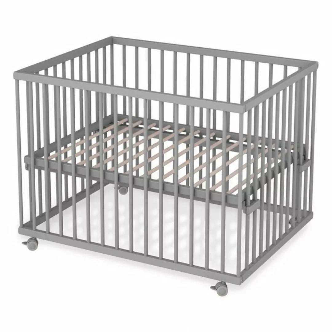 Sämann Babybett Laufgitter 75x100 cm mit Lattenrost grau Premium Kollektion günstig online kaufen