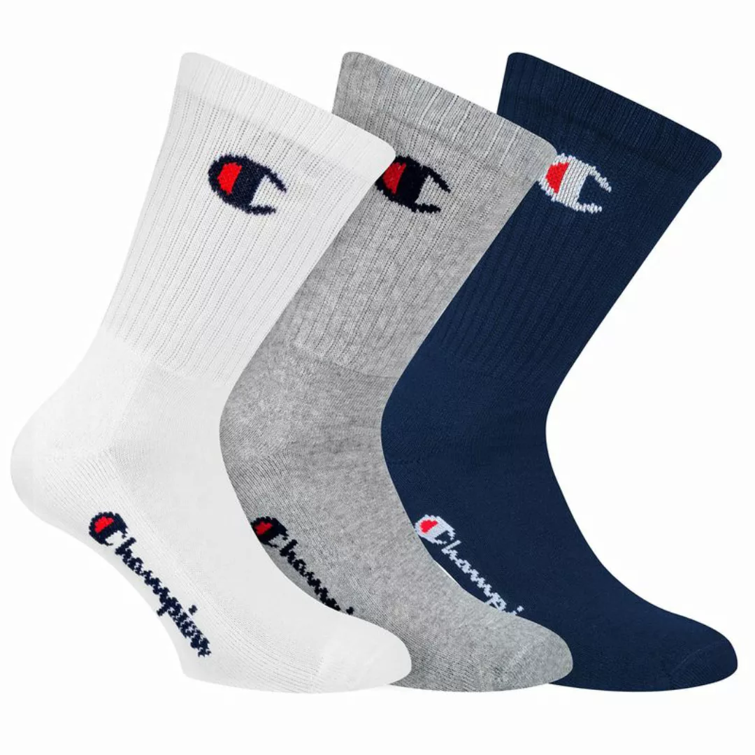 Champion Unisex Socken, 3 Paar - Crew Socken Legacy Blau/Grau/Weiß EU 35-38 günstig online kaufen
