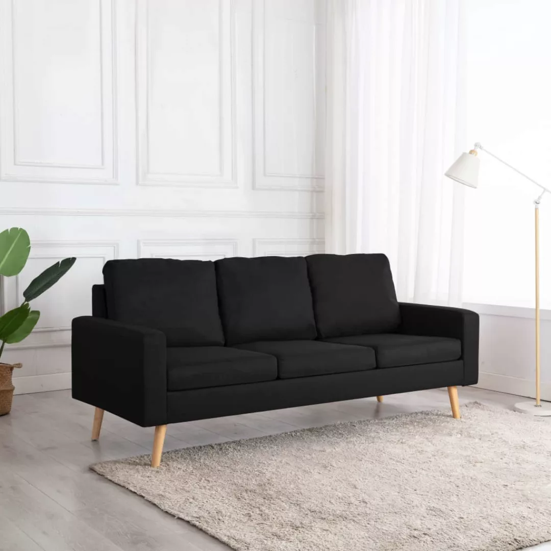 vidaXL Sofa 3-Sitzer-Sofa Schwarz Stoff Couch günstig online kaufen