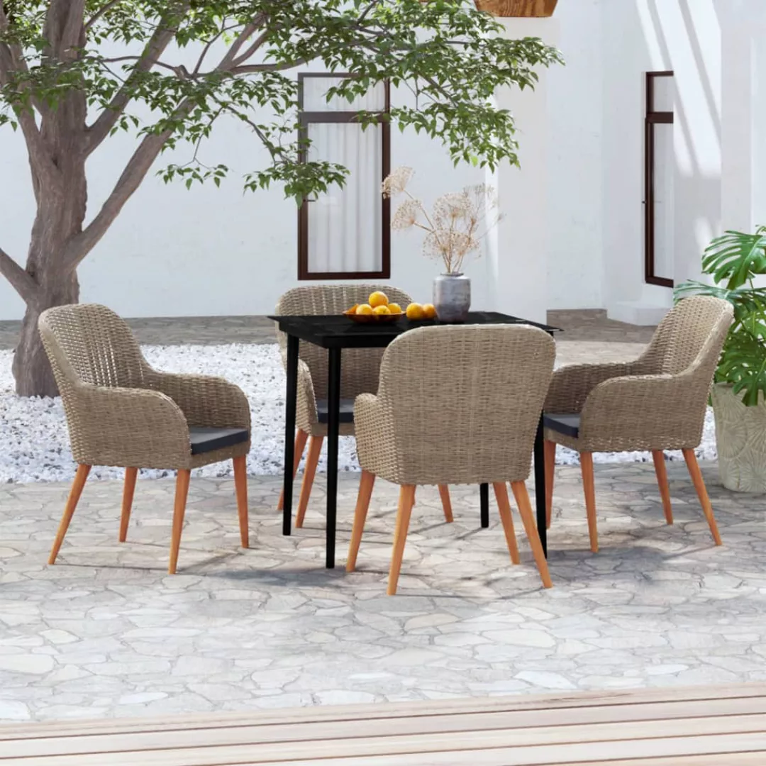 Vidaxl 5-tlg. Garten-essgruppe Mit Auflagen Braun günstig online kaufen