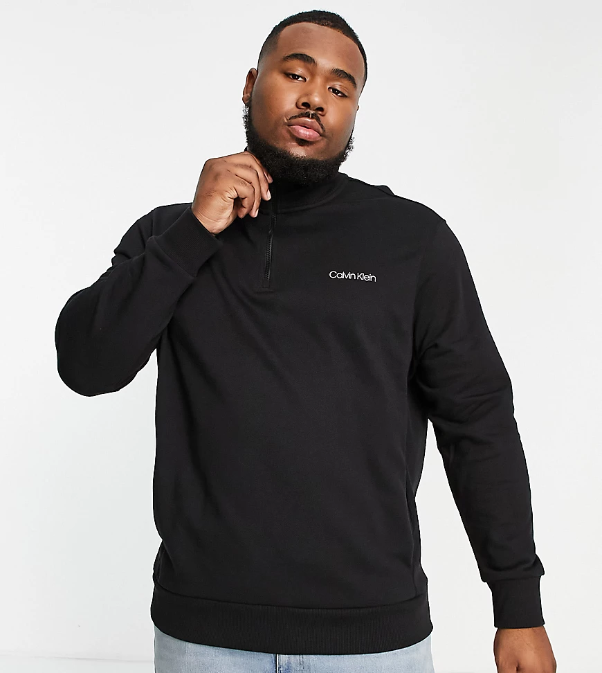 Calvin Klein Big & Tall – Sweatshirt in Schwarz mit Logo auf der Brust und günstig online kaufen