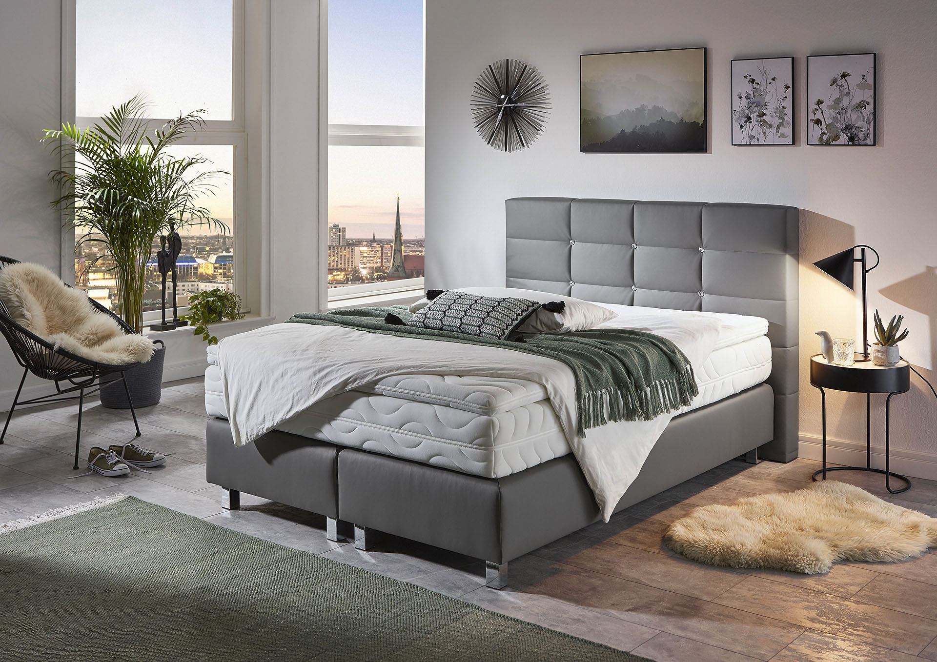 Westfalia Schlafkomfort Boxspringbett, mit Knöpfen in Kristalloptik, wahlwe günstig online kaufen