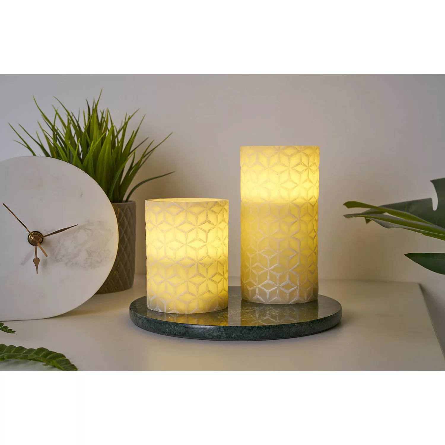 LED-Echtwachs-Kerzen 2er-Set, weiß ¦ weiß Ø: 7.6 Lampen & Leuchten > Tischl günstig online kaufen