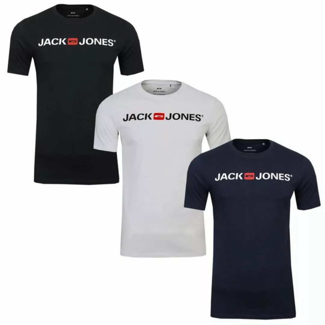Jack & Jones Herren Rundhals T-Shirt JJECORP LOGO 3er PACK - Slim Fit günstig online kaufen