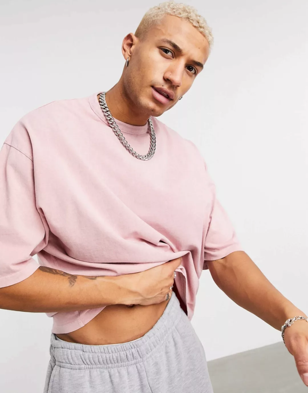 ASOS DESIGN – Oversize-T-Shirt mit halblangen Ärmeln in starker rosa Acid-W günstig online kaufen