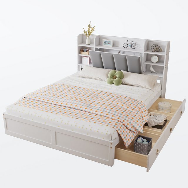 Thanaddo Bett Doppelbett,Stauraumbett mit Kopfteil,140/160cm x 200 cm günstig online kaufen