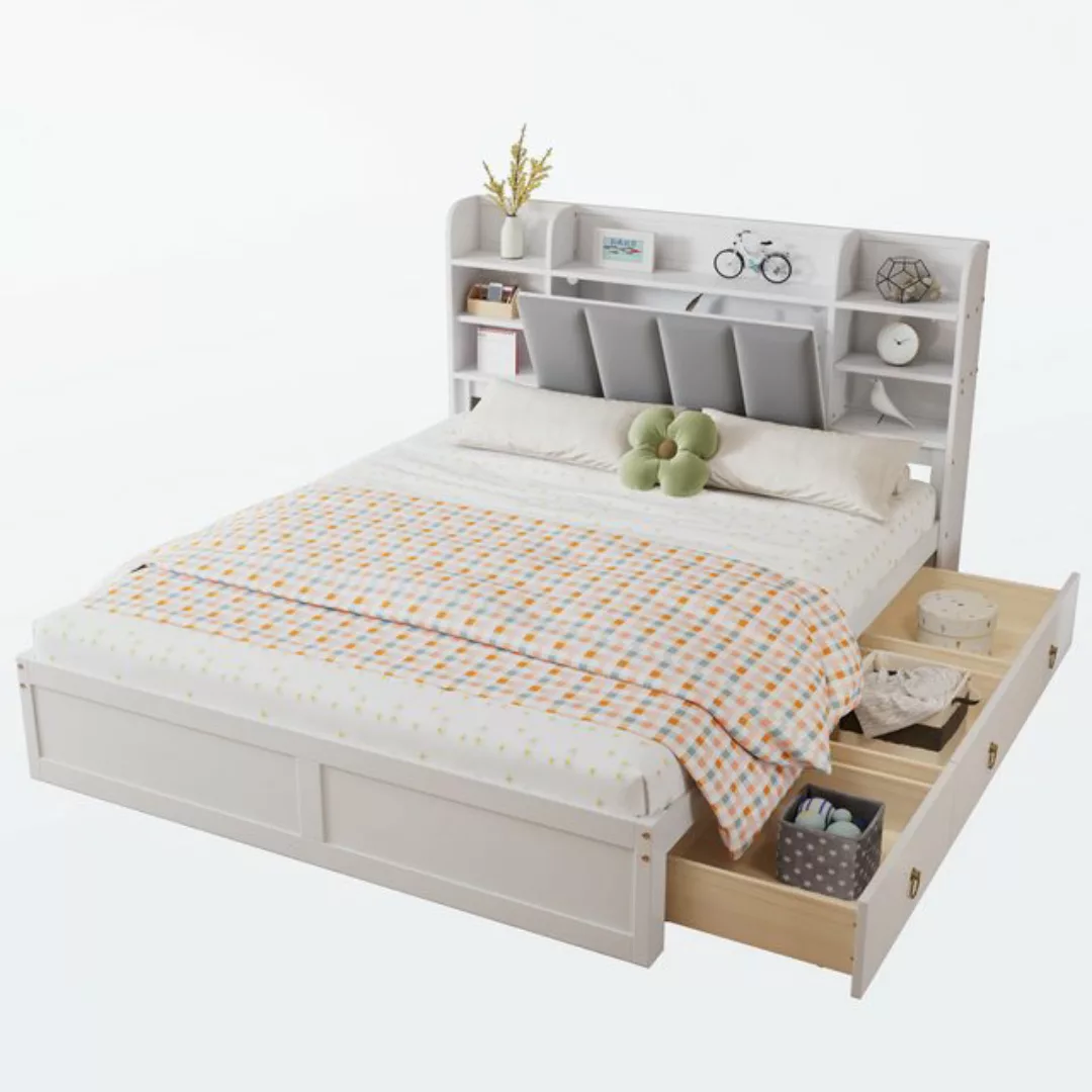 MODFU Stauraumbett Doppelbett Funktionsbett Kinderbett Holzbett (Offenes Re günstig online kaufen