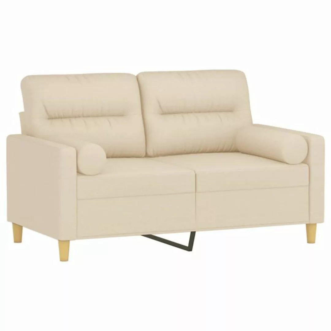 vidaXL Sofa 2-Sitzer-Sofa mit Zierkissen Creme 120 cm Stoff günstig online kaufen