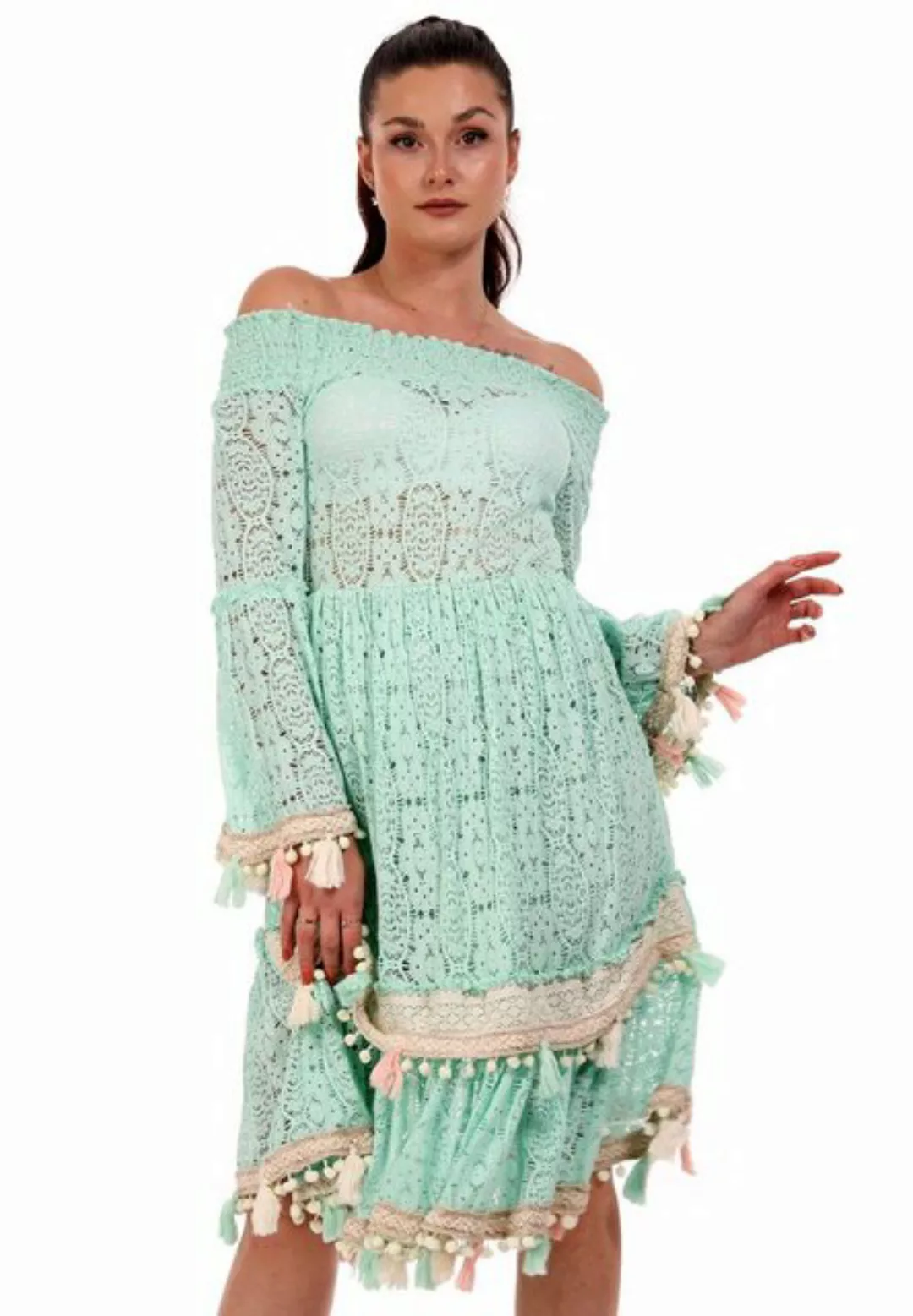 YC Fashion & Style Strandkleid Off Shouldner Kleid Carmen Tunika mit Colour günstig online kaufen