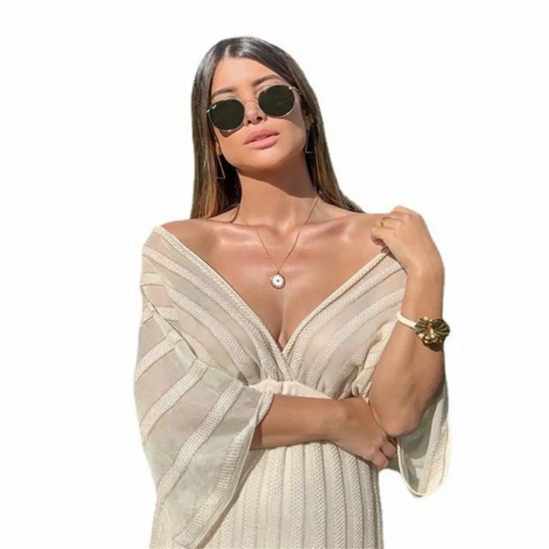RUZU UG Dirndl Sexy schmales Kleid, weißes Kleid mit V-Ausschnitt (1-tlg) günstig online kaufen