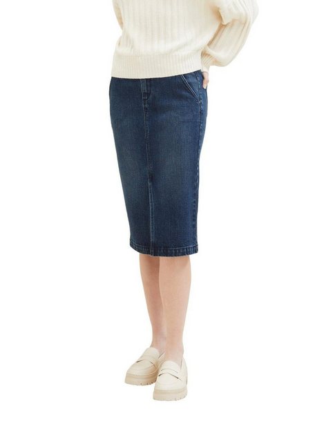 TOM TAILOR Sommerrock denim skirt with slit, Clean Dark Stone Blue Denim günstig online kaufen