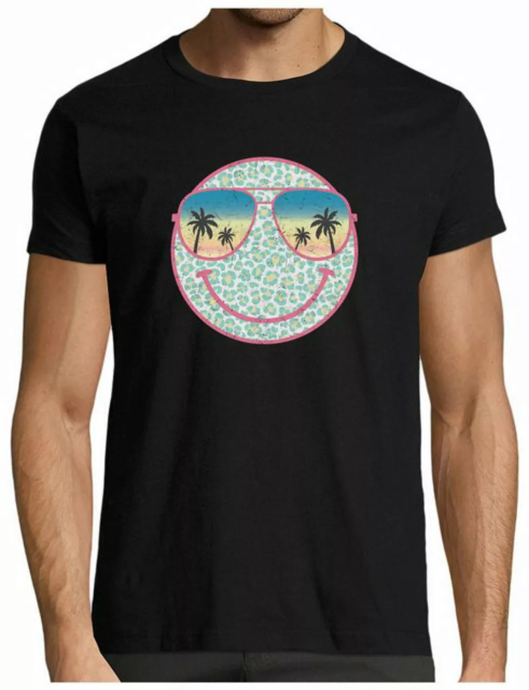 MyDesign24 T-Shirt Herren Print Shirt - Lächelndes Sommer Smiley Brustprint günstig online kaufen