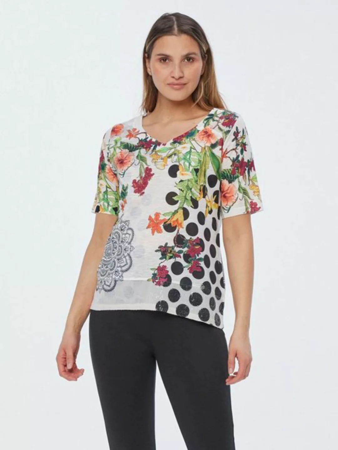 Christian Materne T-Shirt Druckbluse koerpernah mit floralem Print günstig online kaufen