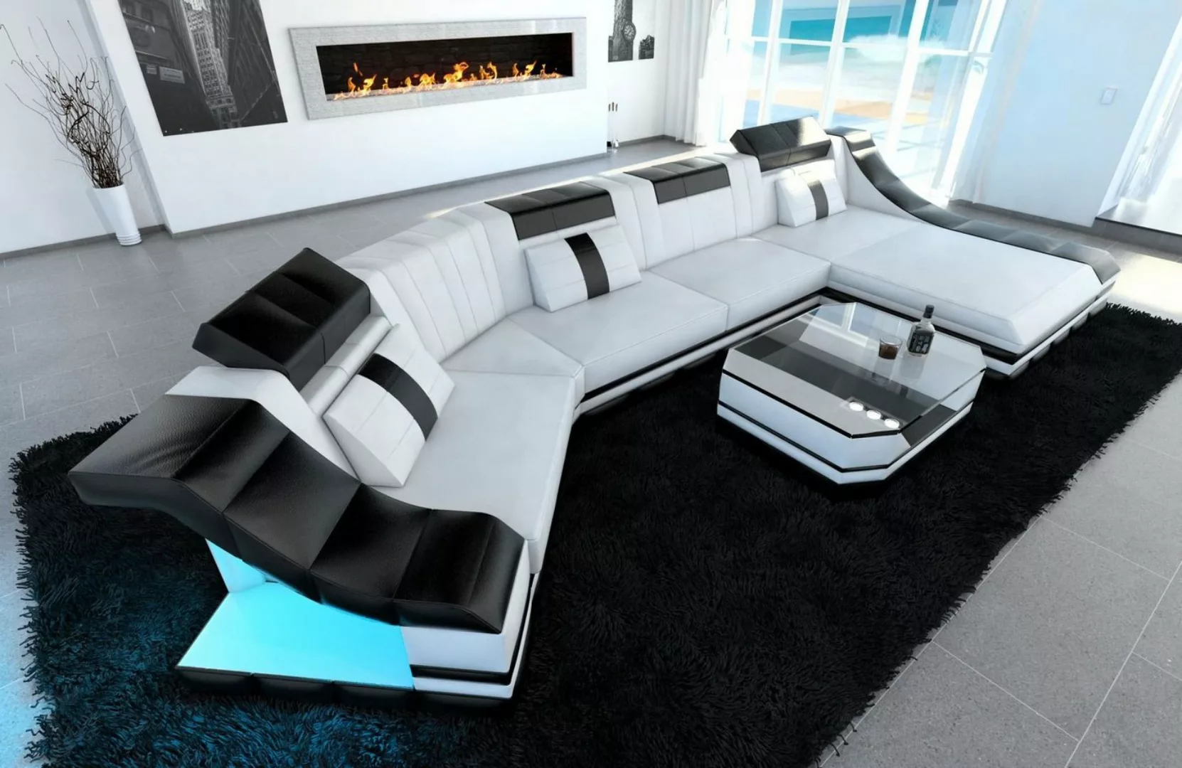 Sofa Dreams Wohnlandschaft Ledercouch Turino C Form Ledersofa Leder Sofa, C günstig online kaufen