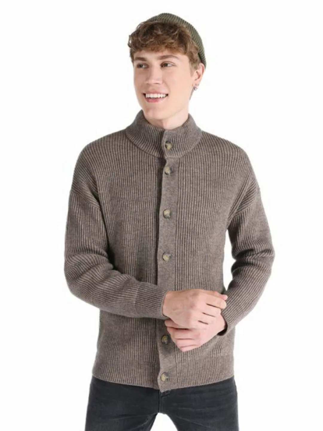 Colins Cardigan Brauner Herren-Cardigan mit normaler Passform und Knöpfen günstig online kaufen