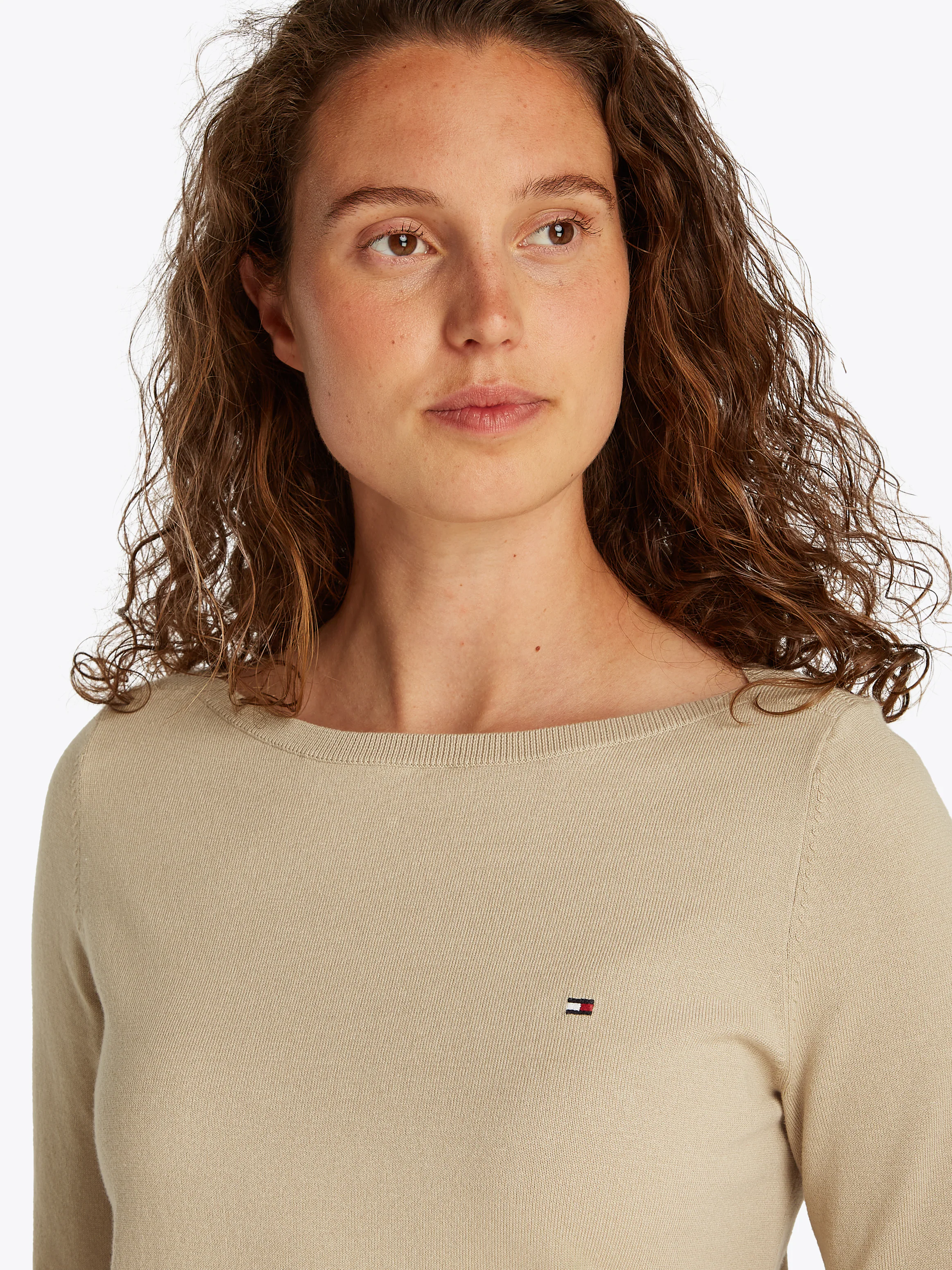 Tommy Hilfiger Strickpullover CO JERSEY STITCH BOAT-NK SWEATER mit Tommy Hi günstig online kaufen