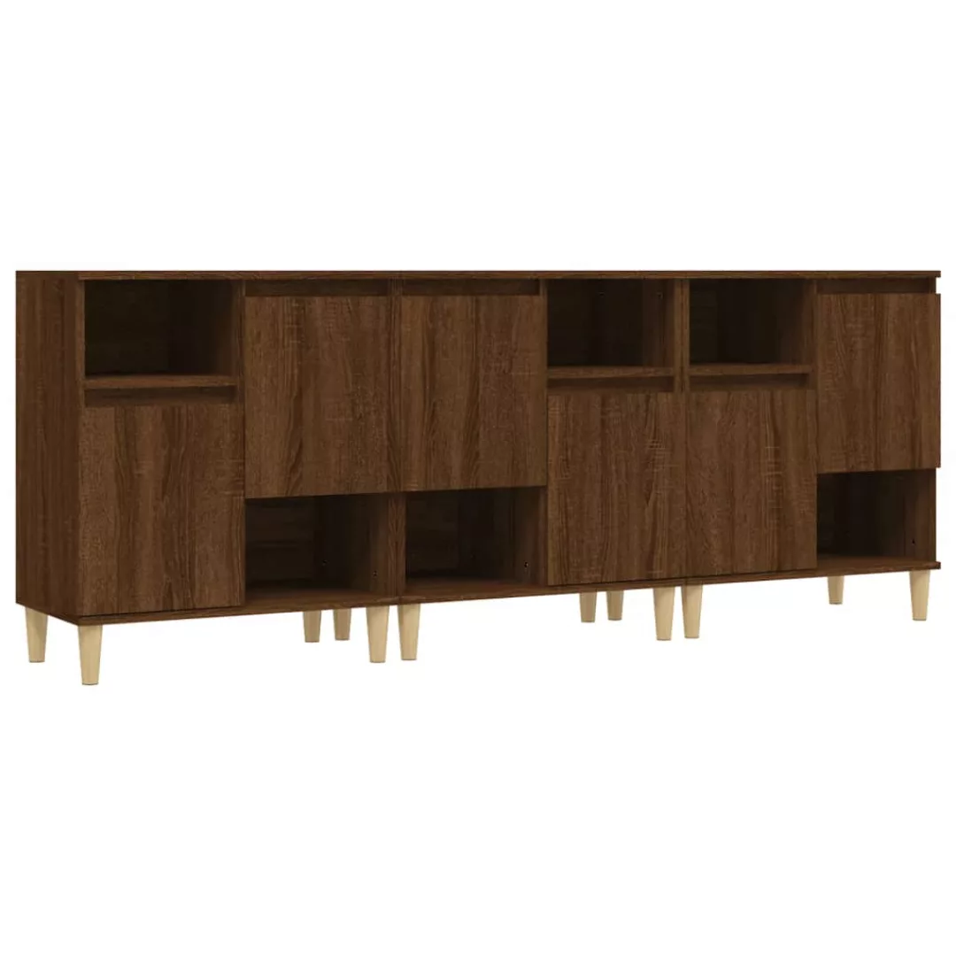 Vidaxl Sideboards 3 Stk. Braun Eichen-optik 60x35x70 Cm Holzwerkstoff günstig online kaufen