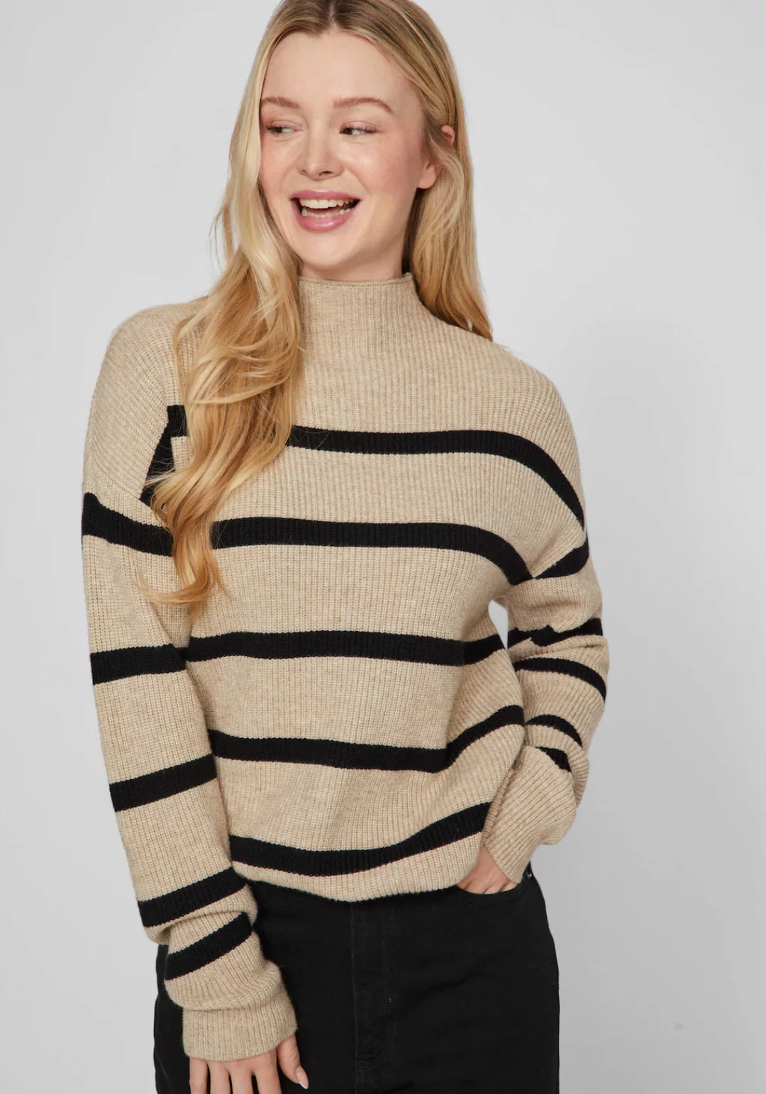 Vila Stehkragenpullover "VIRIL MOCKNECK L/S KNIT RIB TOP 2- NOOS" günstig online kaufen