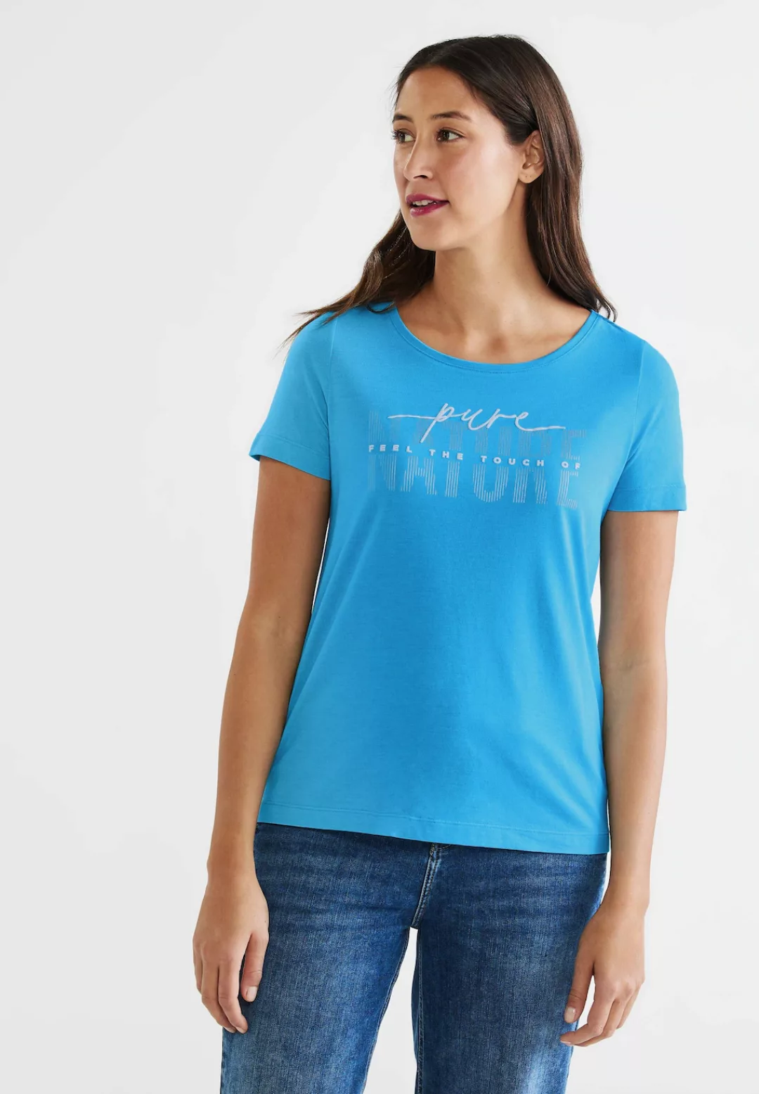 STREET ONE T-Shirt, mit schimmerndem Schriftzug günstig online kaufen