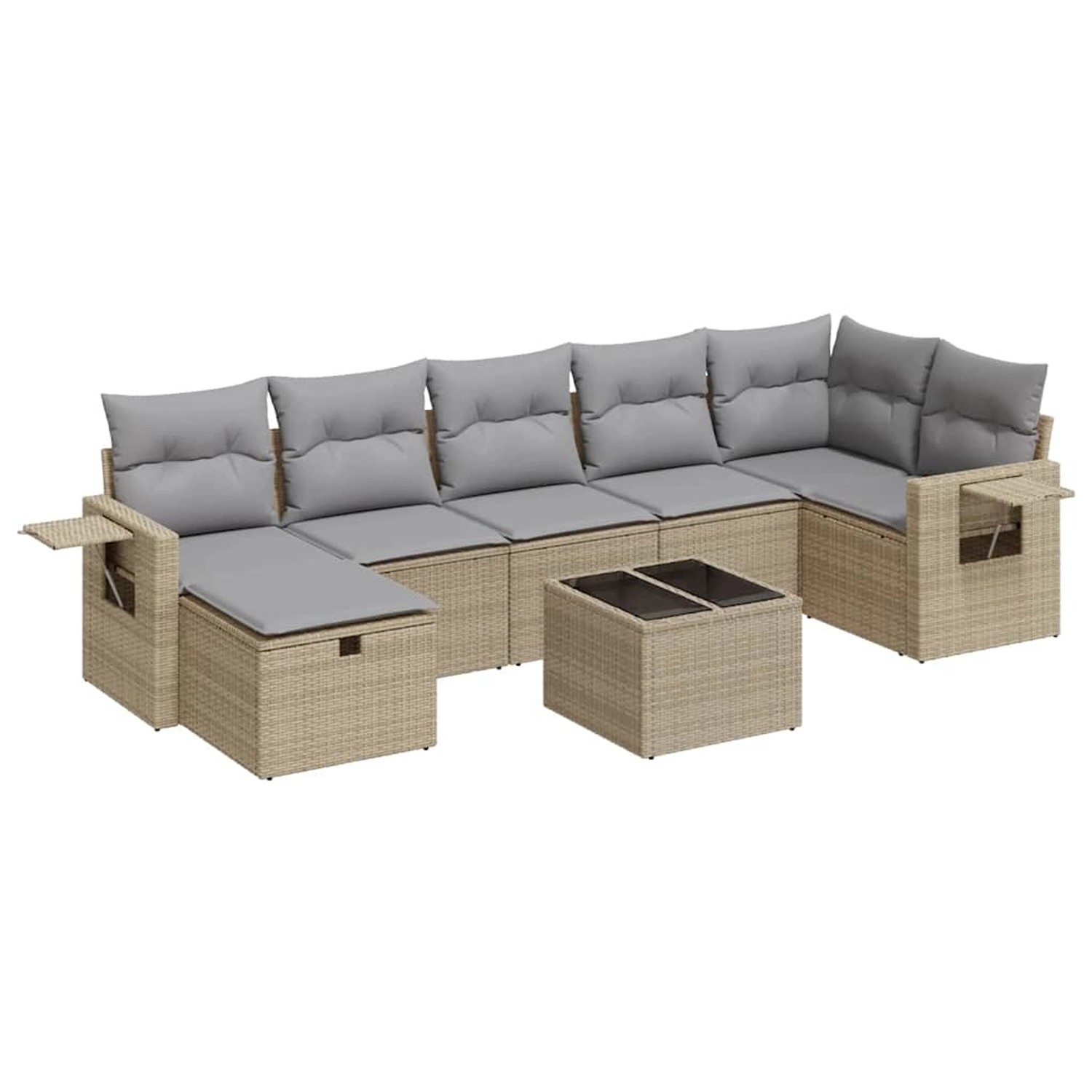 vidaXL 8-Tlg Garten-Sofagarnitur mit Kissen Beige Poly Rattan 3325515 günstig online kaufen