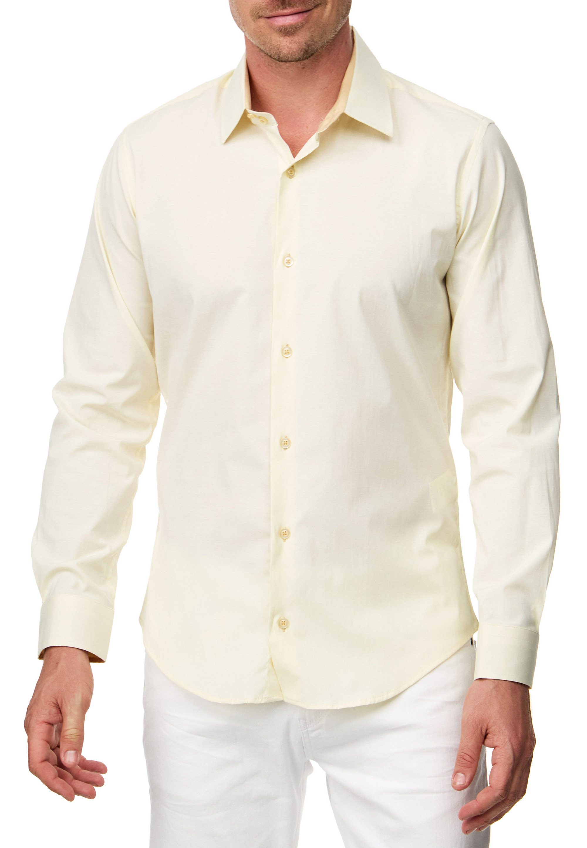 R-NEAL Businesshemd Pastellhemd Herren Slim Fit günstig online kaufen