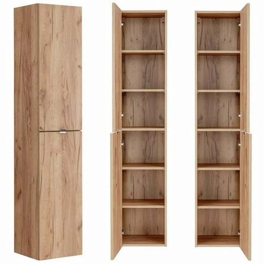 Lomadox Badezimmer Hochschrank TOSKANA-56 in Wotaneiche Nb. B/H/T ca. 35/17 günstig online kaufen