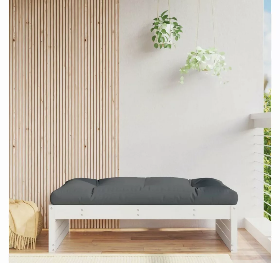 vidaXL Loungesofa Gartenhocker Weiß 120x80 cm Massivholz Kiefer, 1 Teile günstig online kaufen