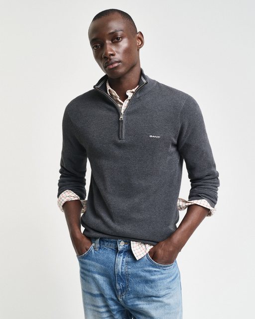 Gant Troyer COTTON PIQUE HALF ZIP mit Piqué-Struktur günstig online kaufen