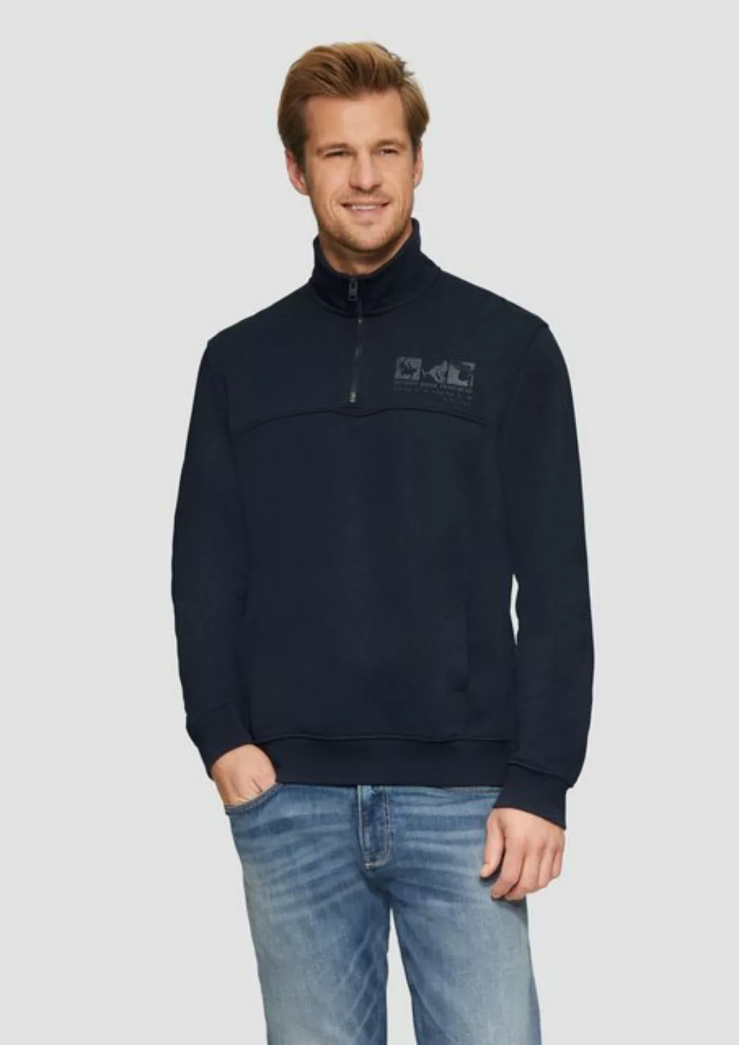 s.Oliver Sweatshirt Sweatshirt mit Troyer-Kragen und seitlichen Eingrifftas günstig online kaufen