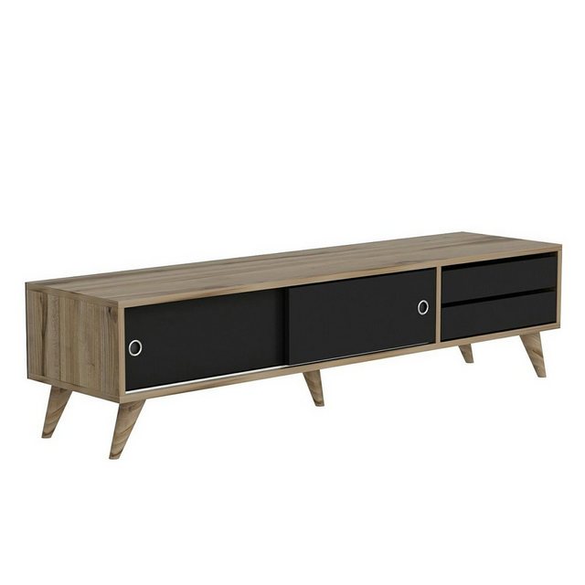 en.casa TV-Schrank Fladså TV Board 40x160x40cm Eiche-Optik / Schwarz günstig online kaufen