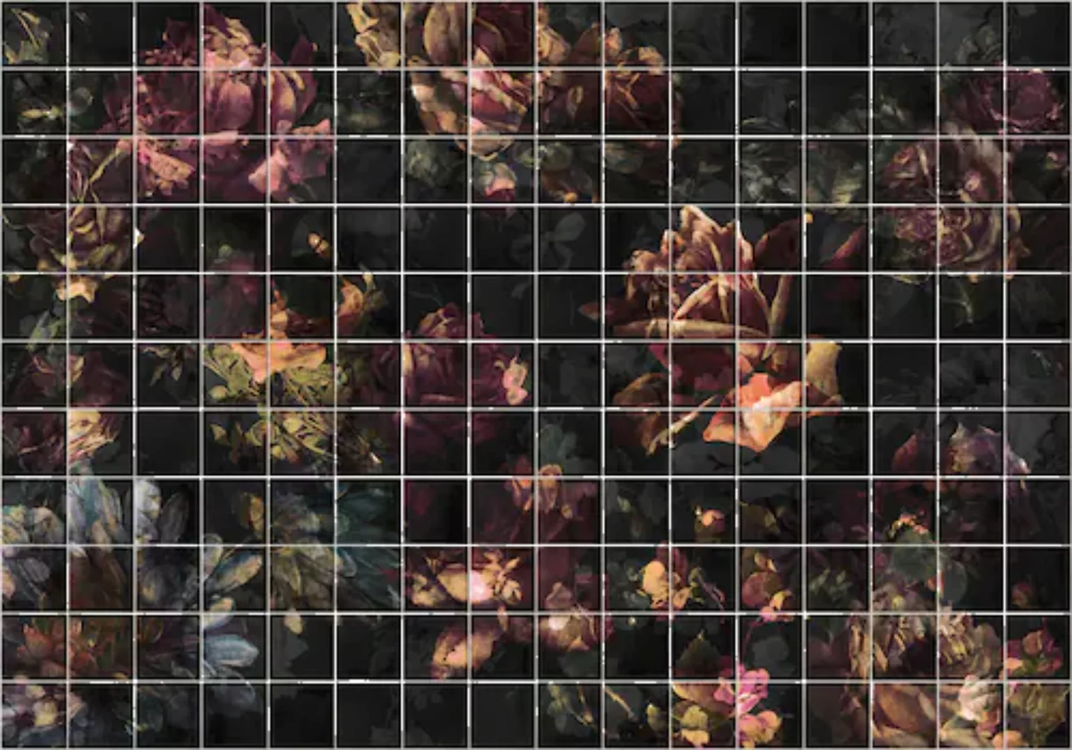 KOMAR Vlies Fototapete - Tiles Flowers - Größe 400 x 280 cm mehrfarbig günstig online kaufen