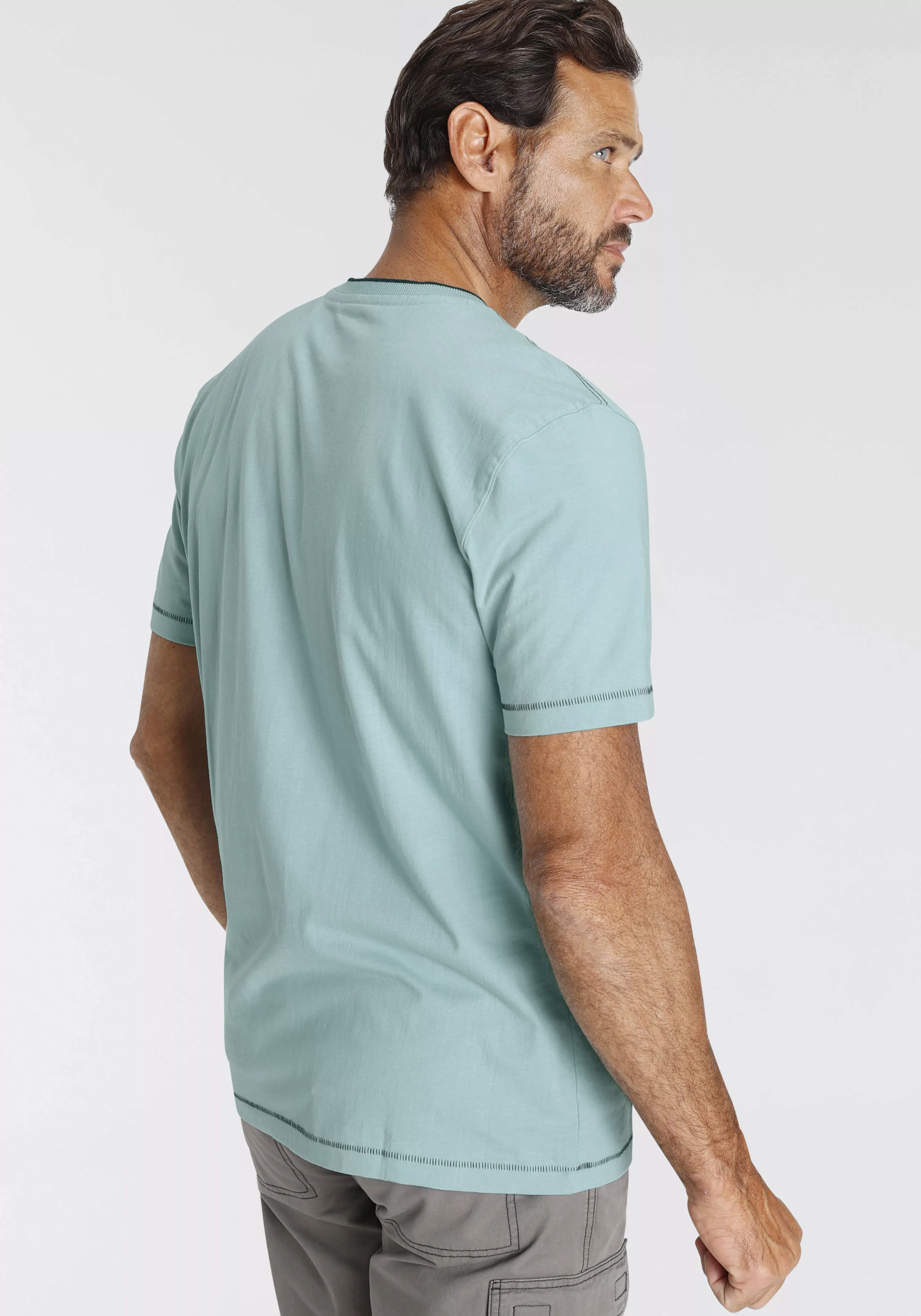 Man's World T-Shirt mit Brustprint und kontrastreichen Details günstig online kaufen