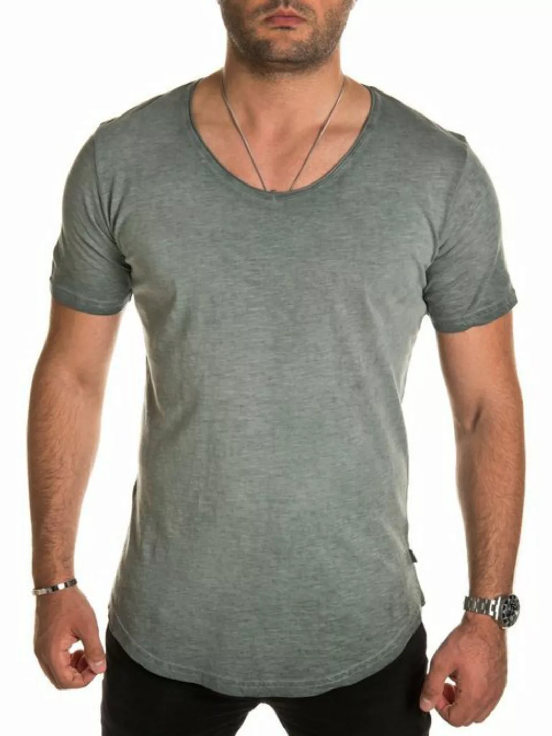 Pittman V-Shirt Maxi Oversize Basic Tee V-Neck Washed günstig online kaufen