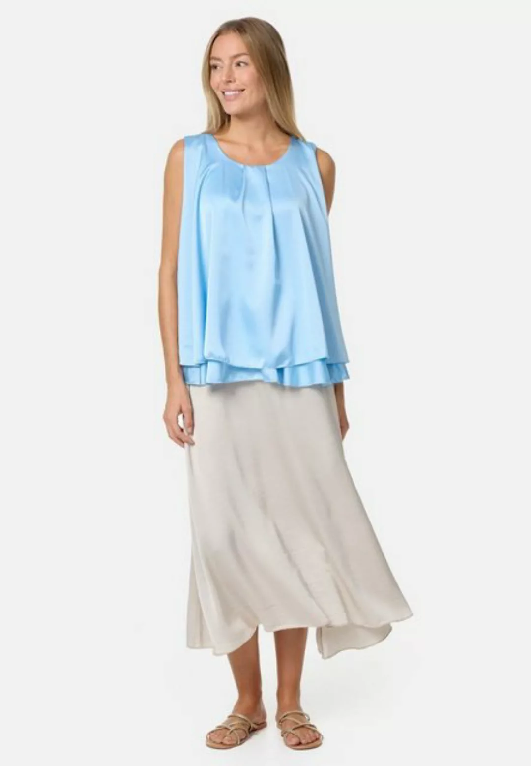 PM SELECTED Blusentop PM30 (Sommerlicher Sleeveless Overlay Satin Top in Ei günstig online kaufen