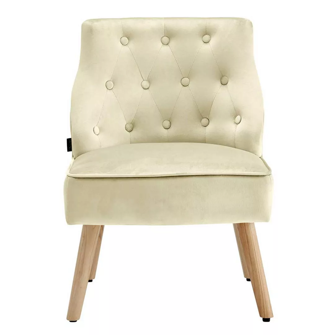 Lounge Sessel in Cremefarben Samt Knopfsteppungen (2er Set) günstig online kaufen