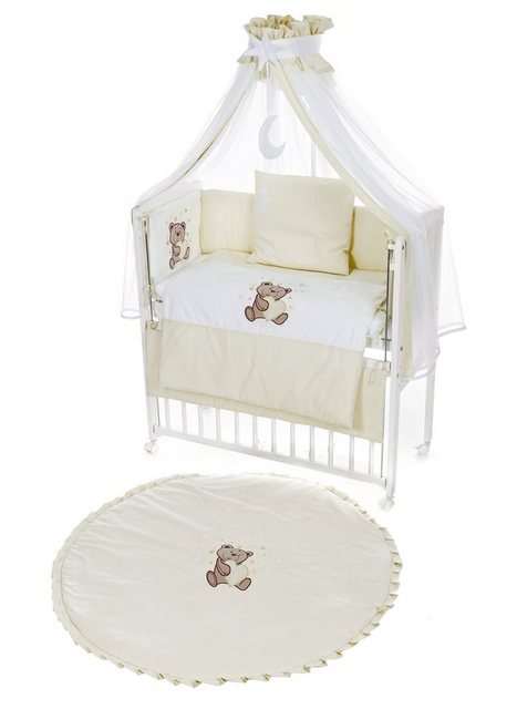 Babyhafen Beistellbett 90x40 Komplettbett Krabbeldecke Teddybär & Schmetter günstig online kaufen