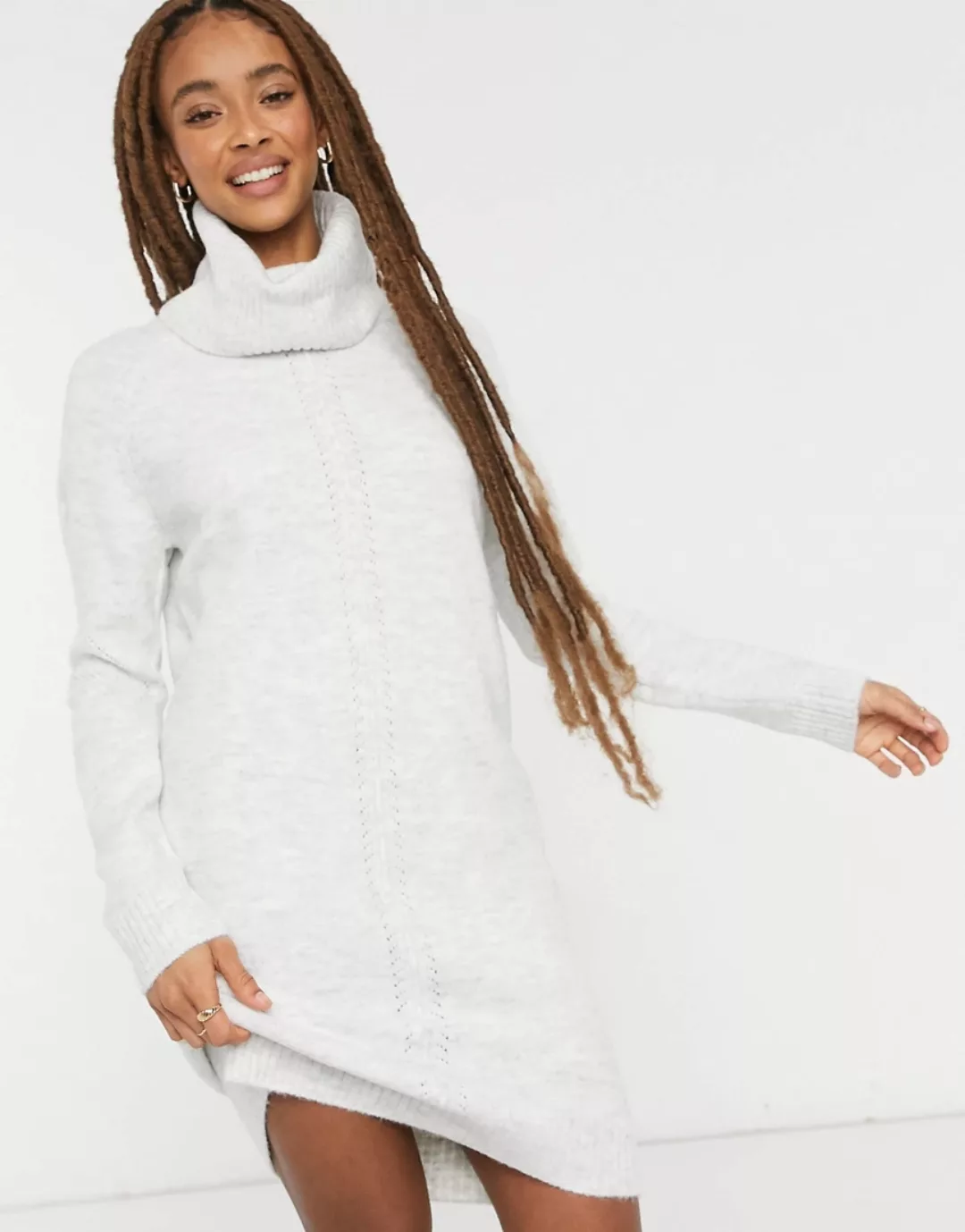 Pimkie – Pulloverkleid mit Rollkragen in Grau günstig online kaufen