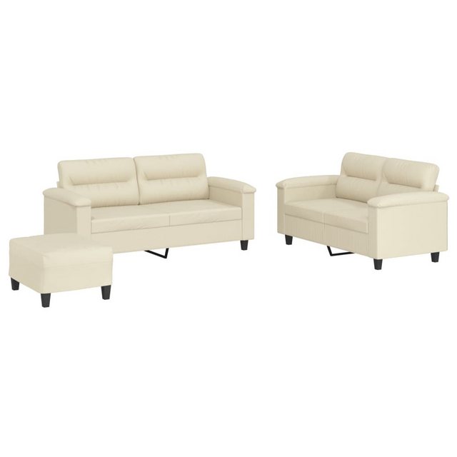 vidaXL Sofa 3-tlg. Sofagarnitur mit Kissen Creme Kunstleder günstig online kaufen