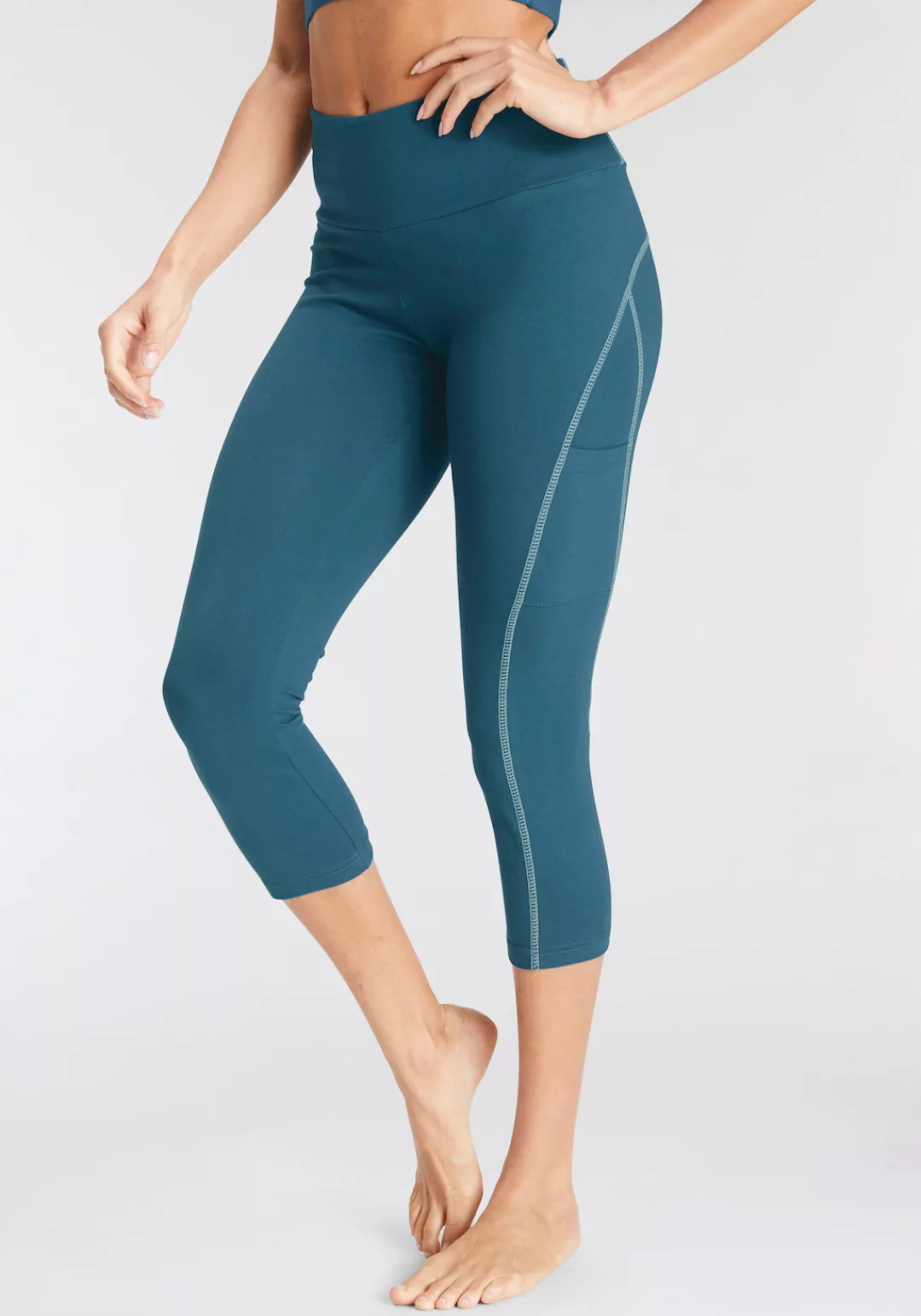 LASCANA ACTIVE Caprileggings "-Sporthose", mit Kontrastnähten und breitem B günstig online kaufen