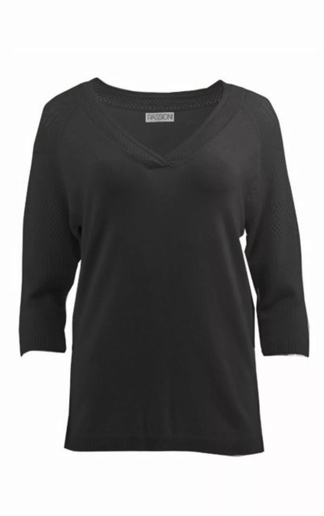 Passioni 3/4 Arm-Pullover Sommerpullover mit perforierten V-ausschnitt Perf günstig online kaufen