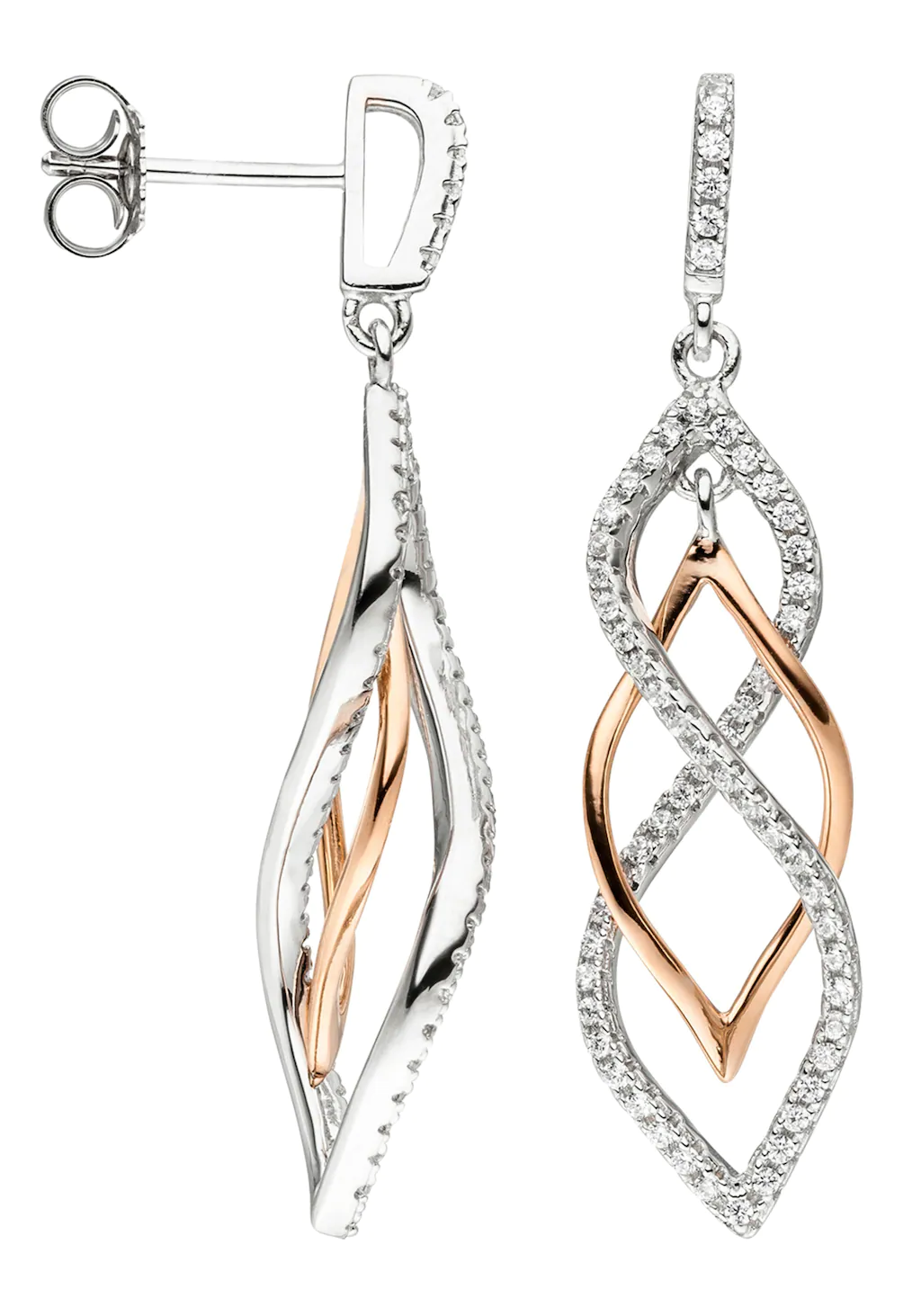 JOBO Paar Ohrhänger "Ohrringe in Bicolor-Optik", 925 Silber teil-vergoldet günstig online kaufen