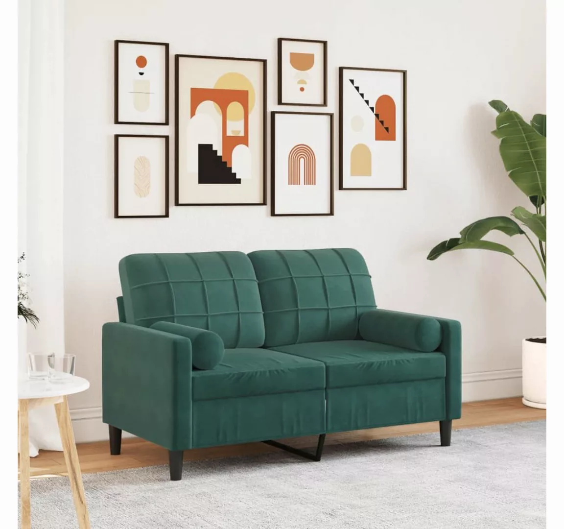 vidaXL Sofa, 2-Sitzer-Sofa mit Zierkissen Dunkelgrün 120 cm Samt günstig online kaufen