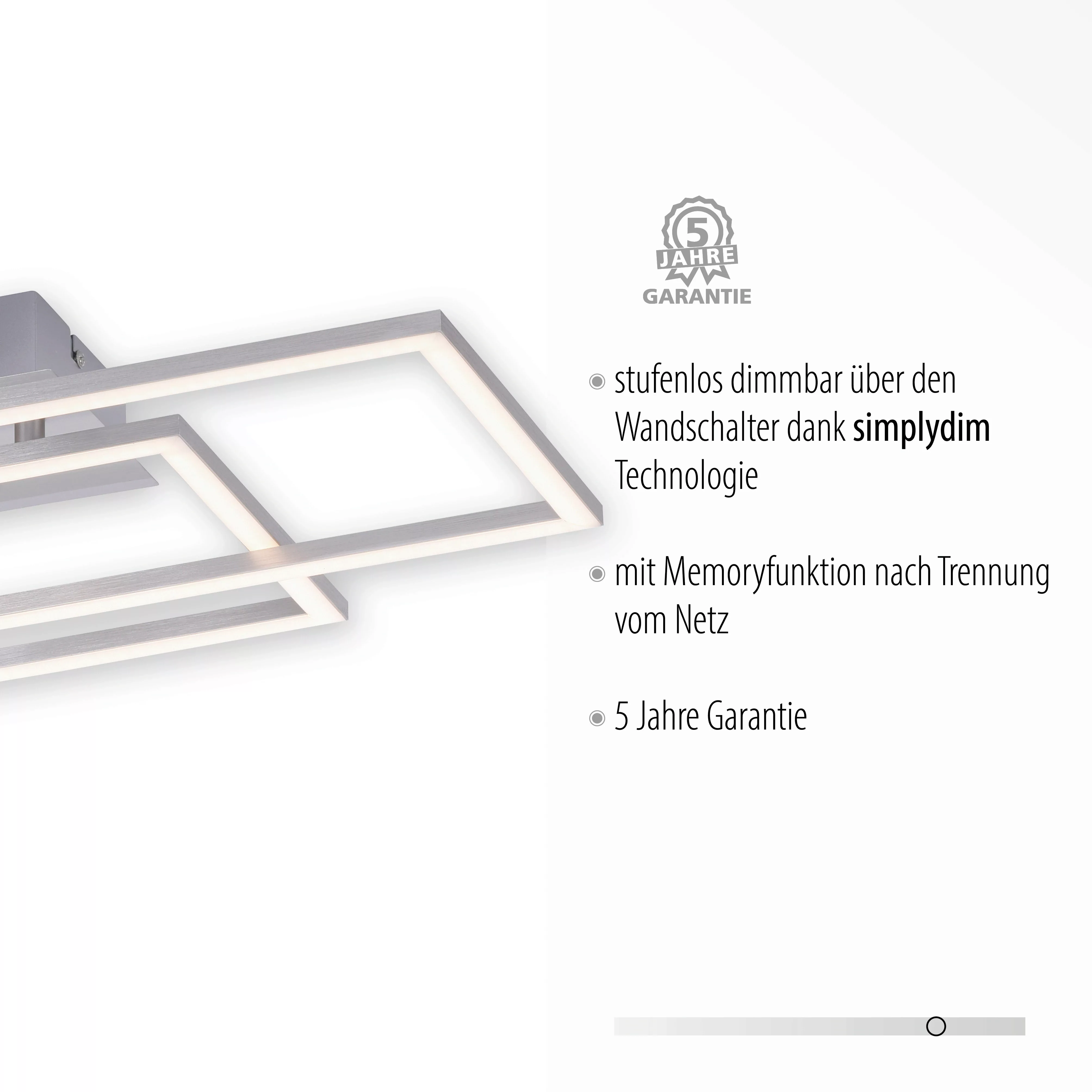 LED-Deckenleuchte Iven, dim, stahl, 54x33,5cm günstig online kaufen